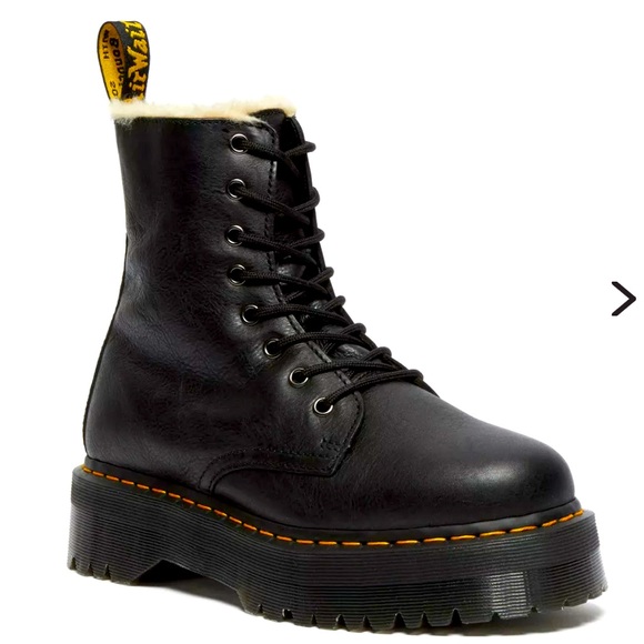 DOC MARTEN Jadon Black Leather Faux Fur Lined Platform Boot